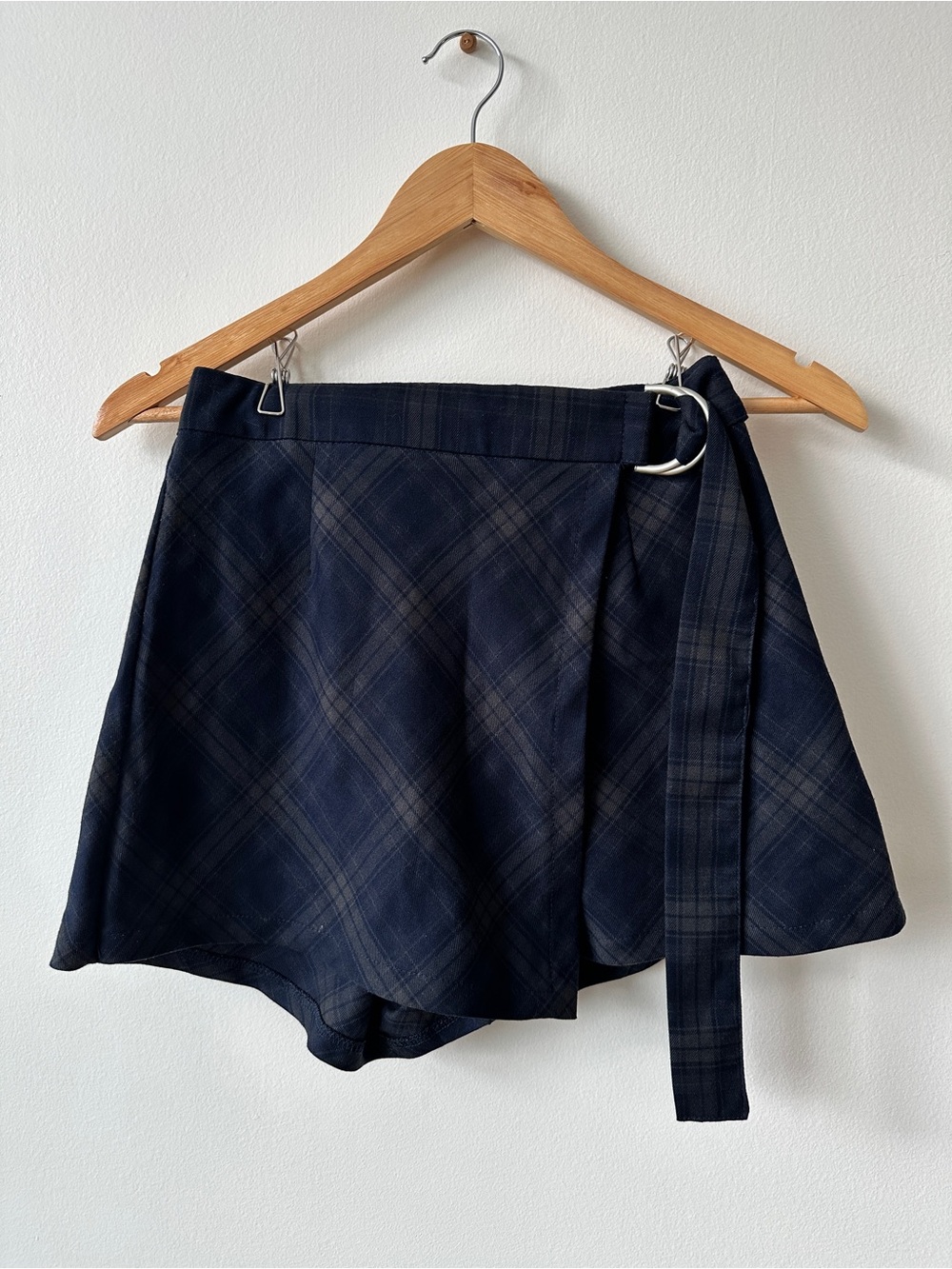 Princess Polly Navy Plaid Wrap Skort